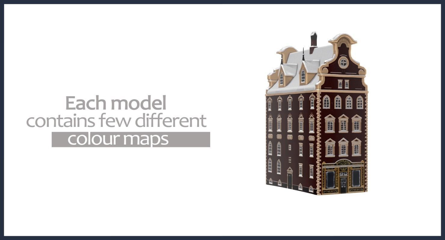 Winter Town Low-poly 3D model_36