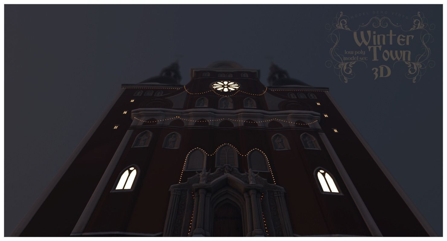 Winter Town Low-poly 3D model_55