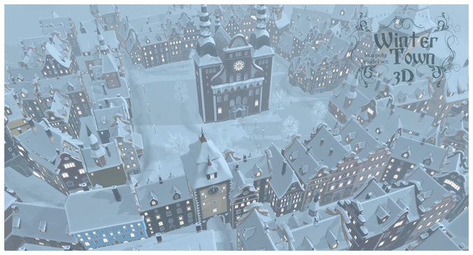 Winter Town Low-poly 3D model 2