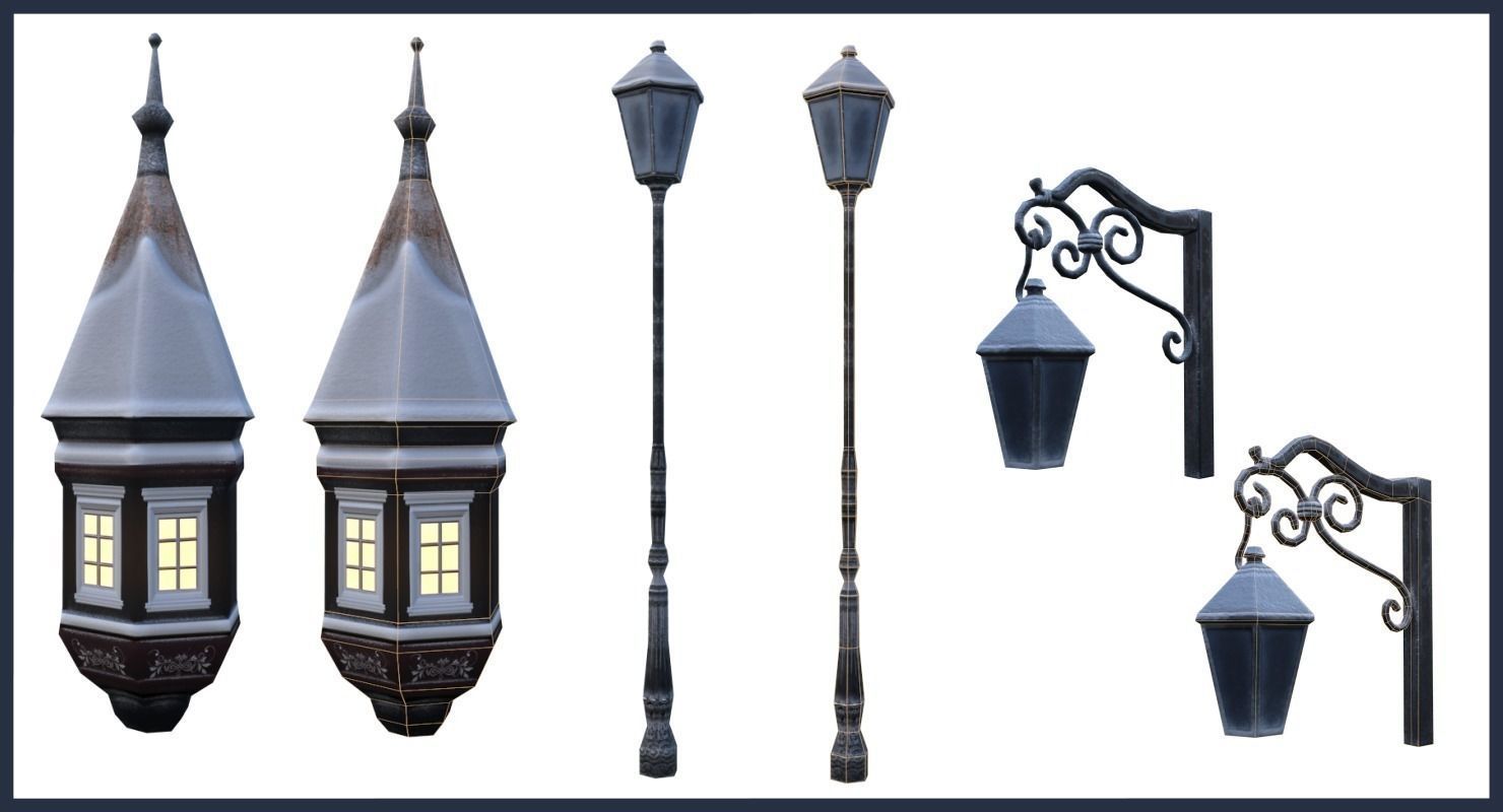 Winter Town Low-poly 3D model_33