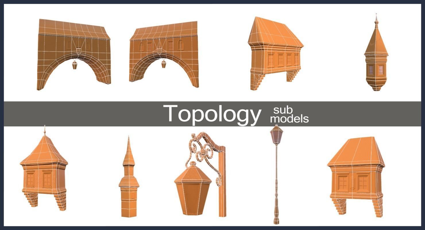 Winter Town Low-poly 3D model_35