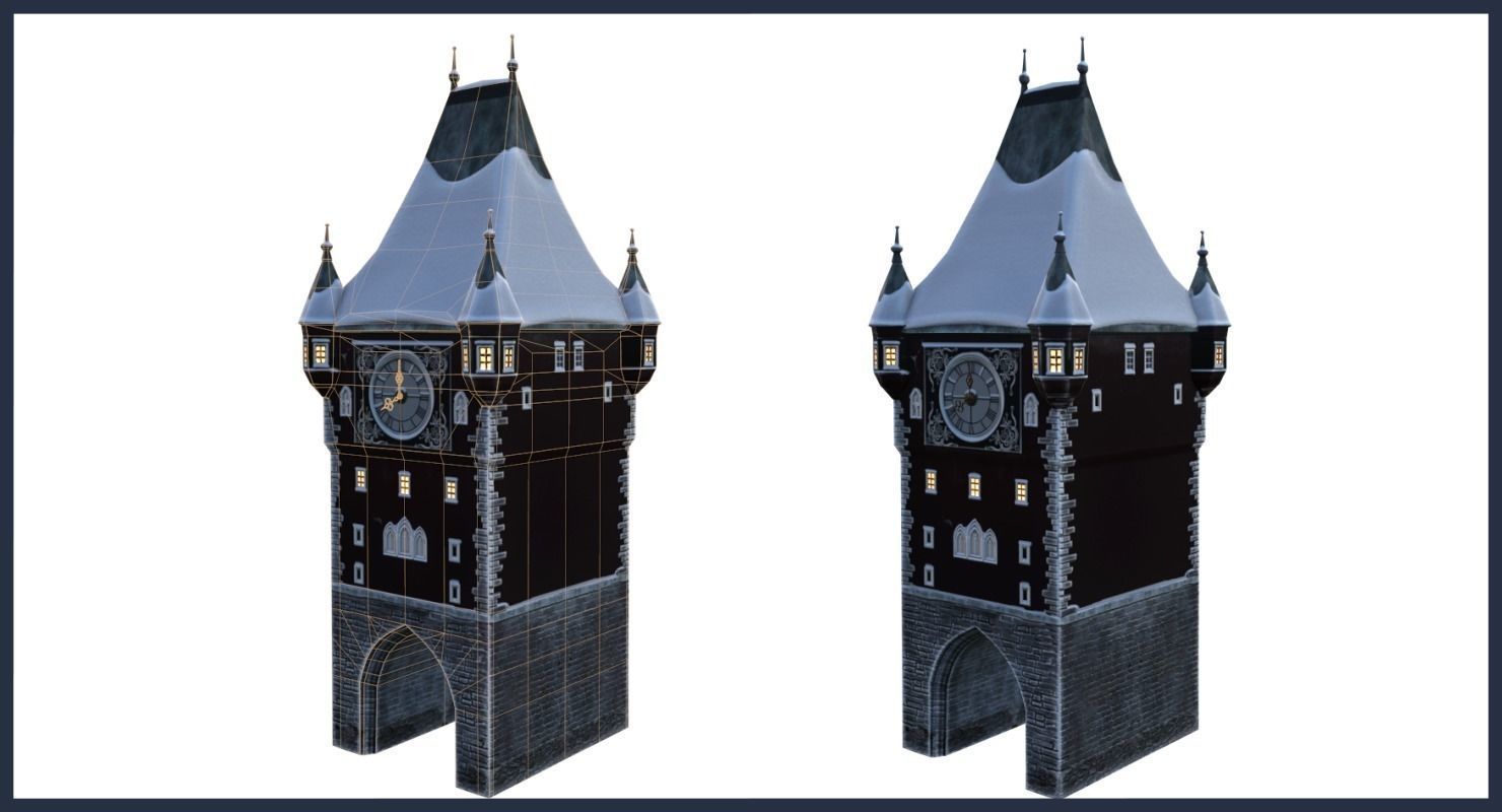 Winter Town Low-poly 3D model_17