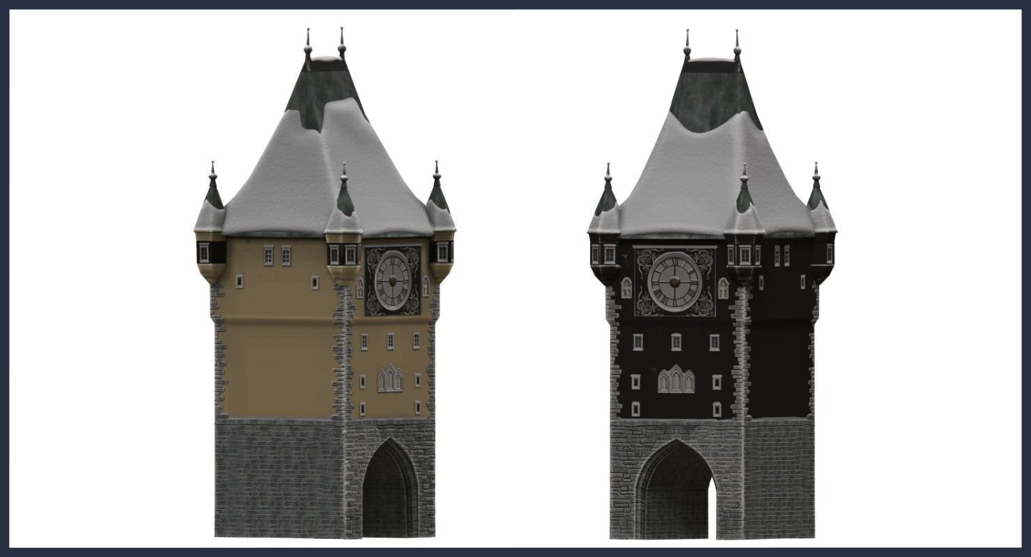 Winter Town Low-poly 3D model_28