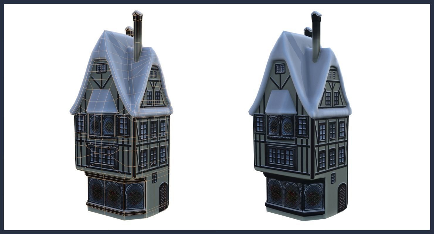 Winter Town Low-poly 3D model_27