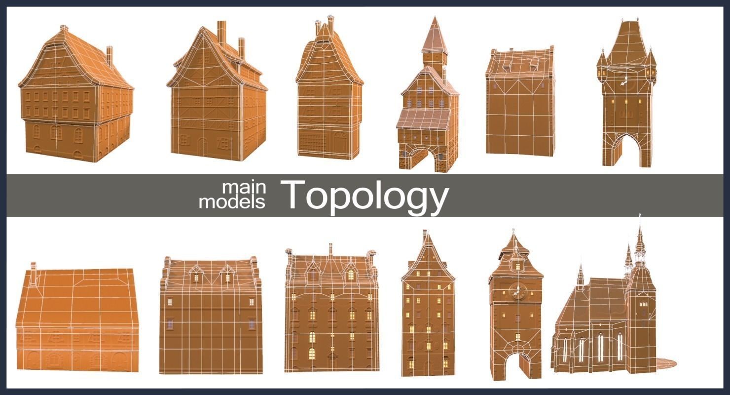 Winter Town Low-poly 3D model_30