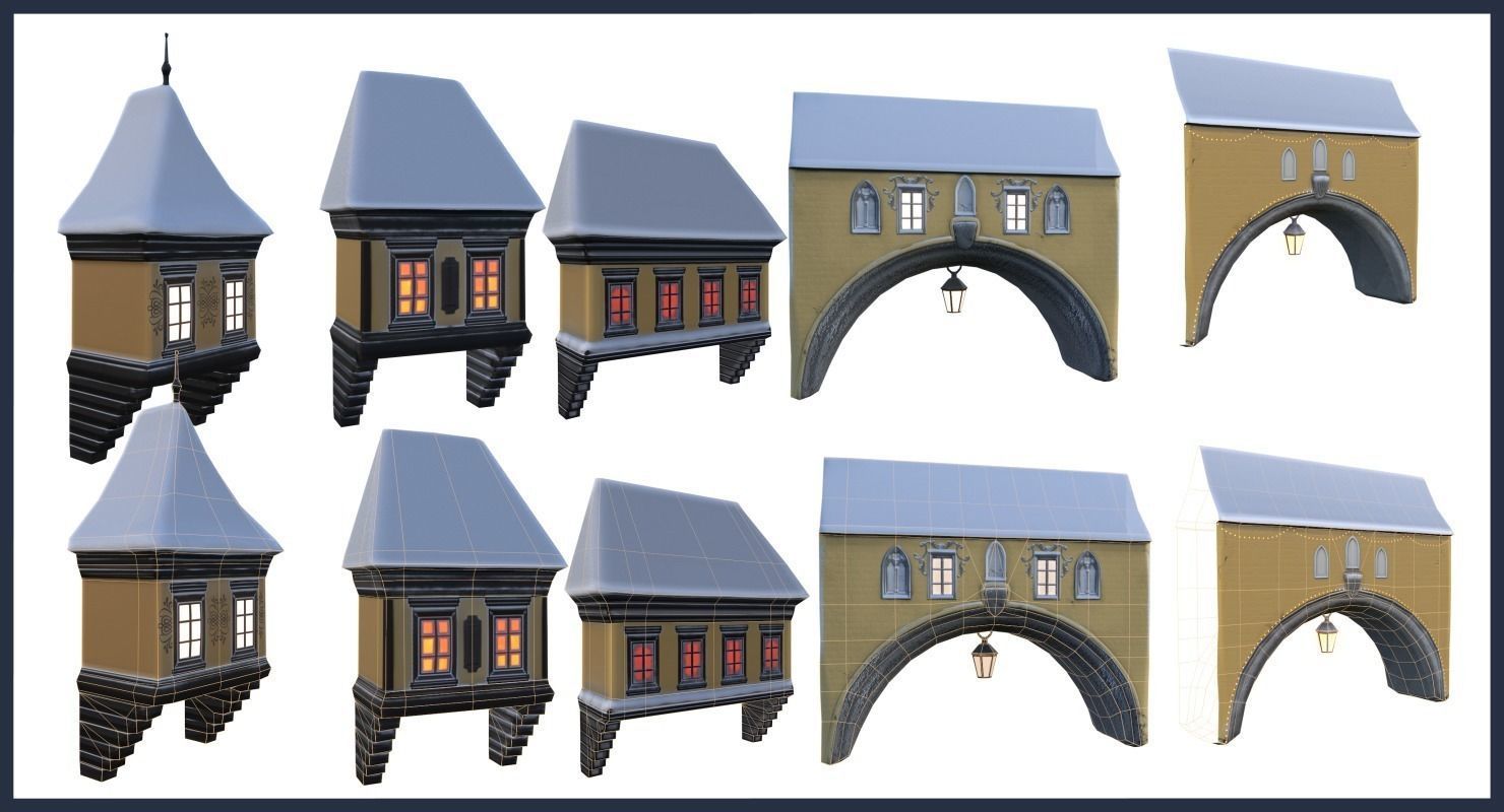 Winter Town Low-poly 3D model_34