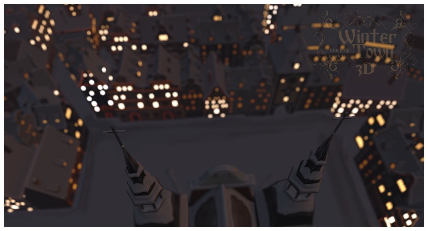 Winter Town Low-poly 3D model_51