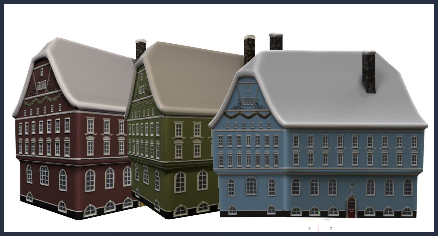 Winter Town Low-poly 3D model_21