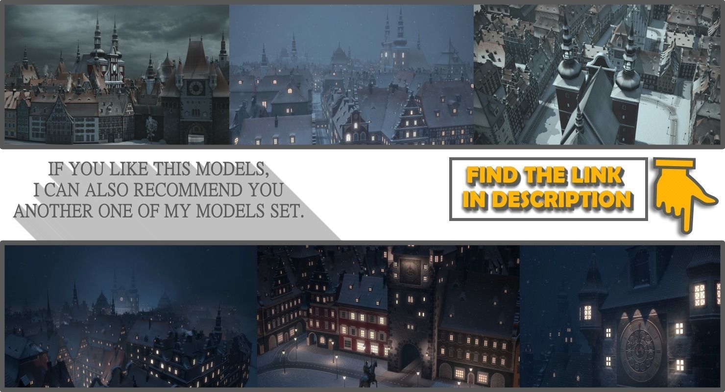 Winter Town Low-poly 3D model_66