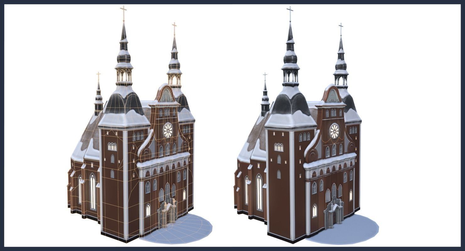 Winter Town Low-poly 3D model_26