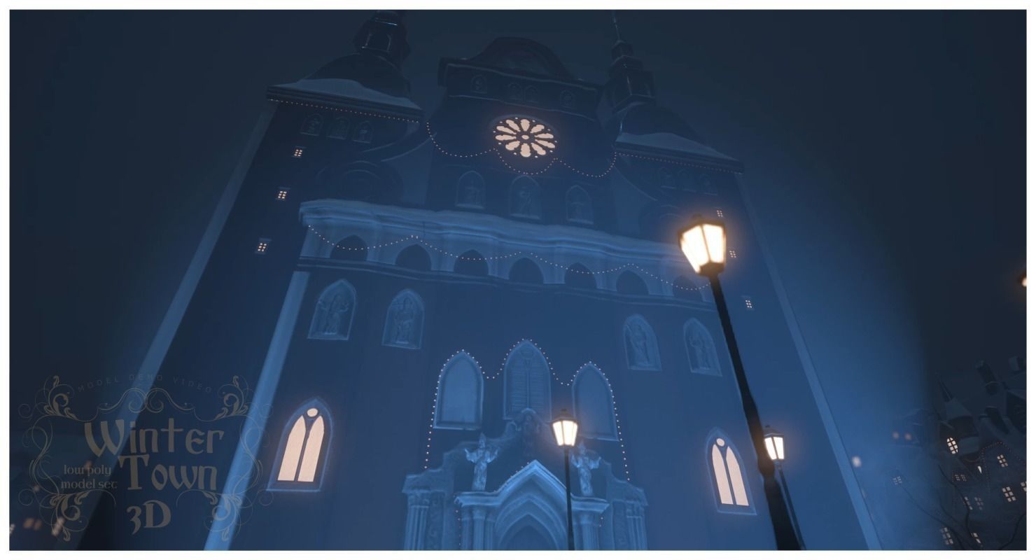 Winter Town Low-poly 3D model_13