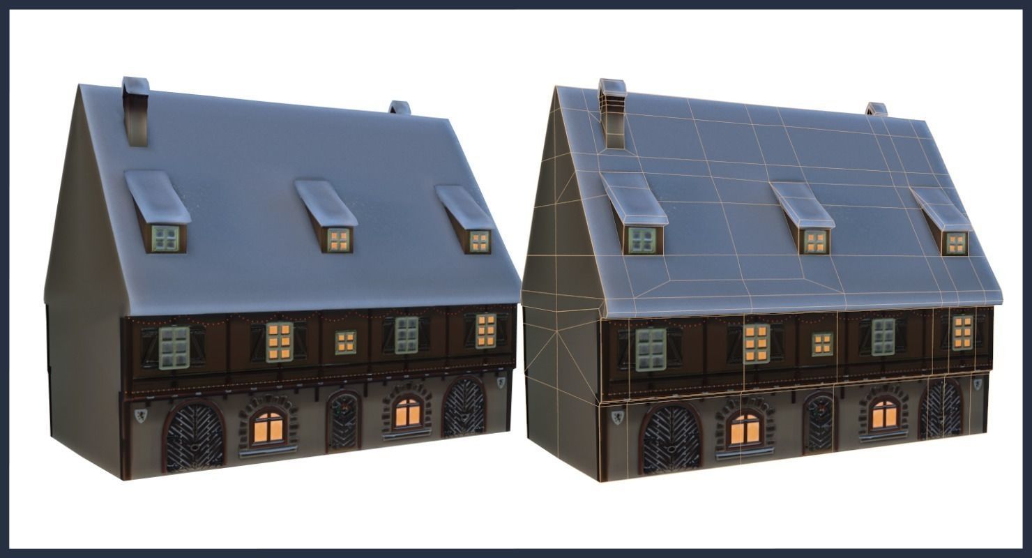 Winter Town Low-poly 3D model_20