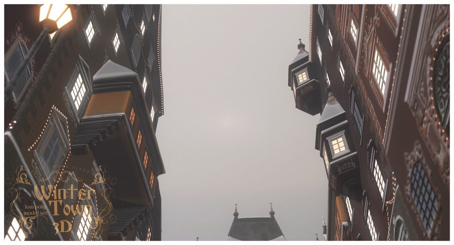 Winter Town Low-poly 3D model_64