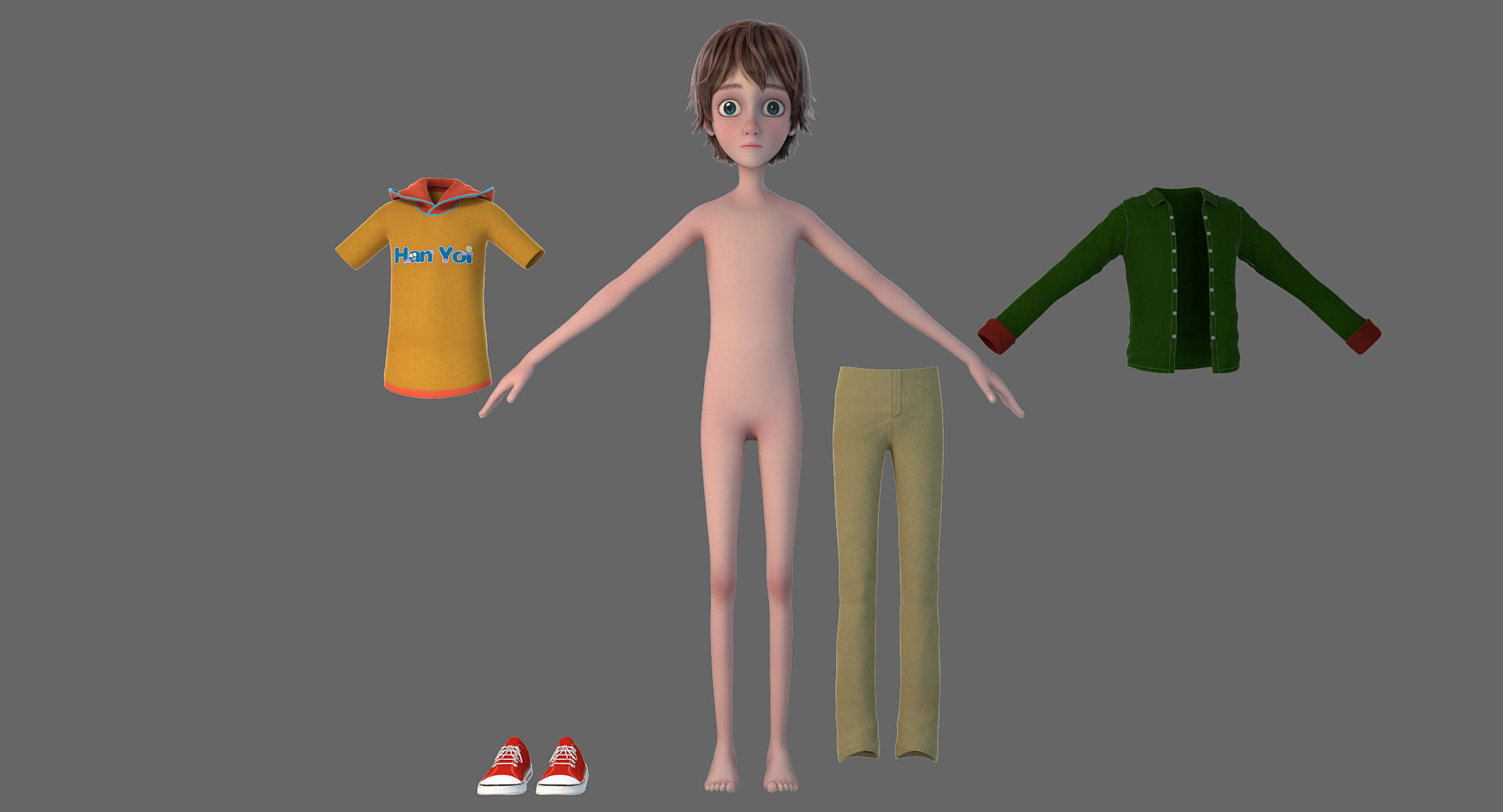 Cartoon Boy NoRig 3D model_15