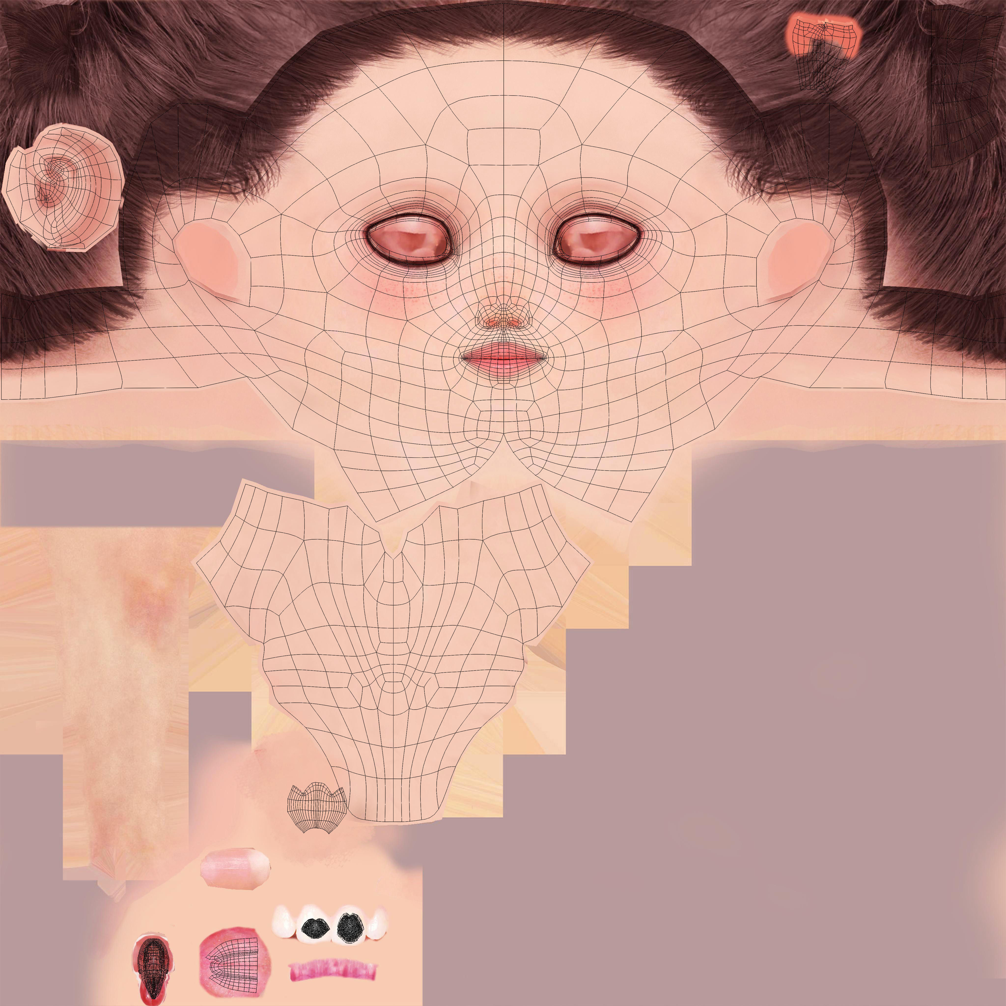 Cartoon Princess Rigged 3D model_10