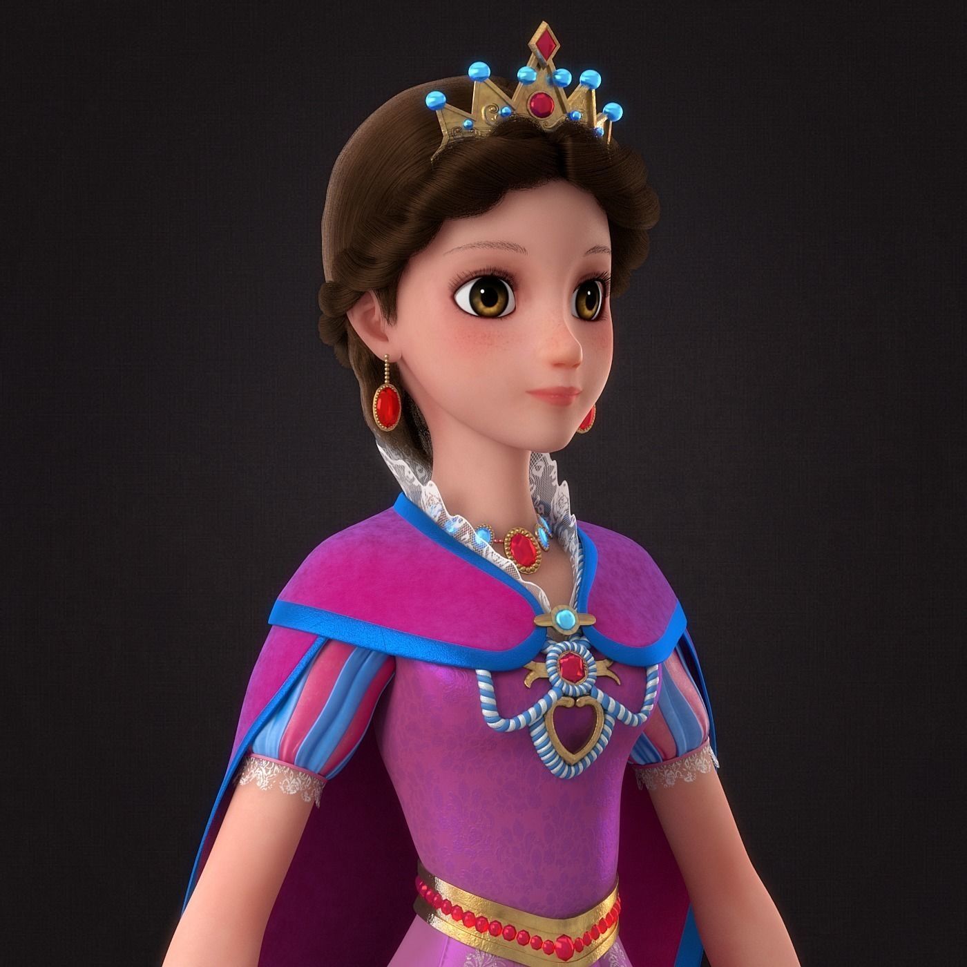 Cartoon Princess Rigged 3D model_7