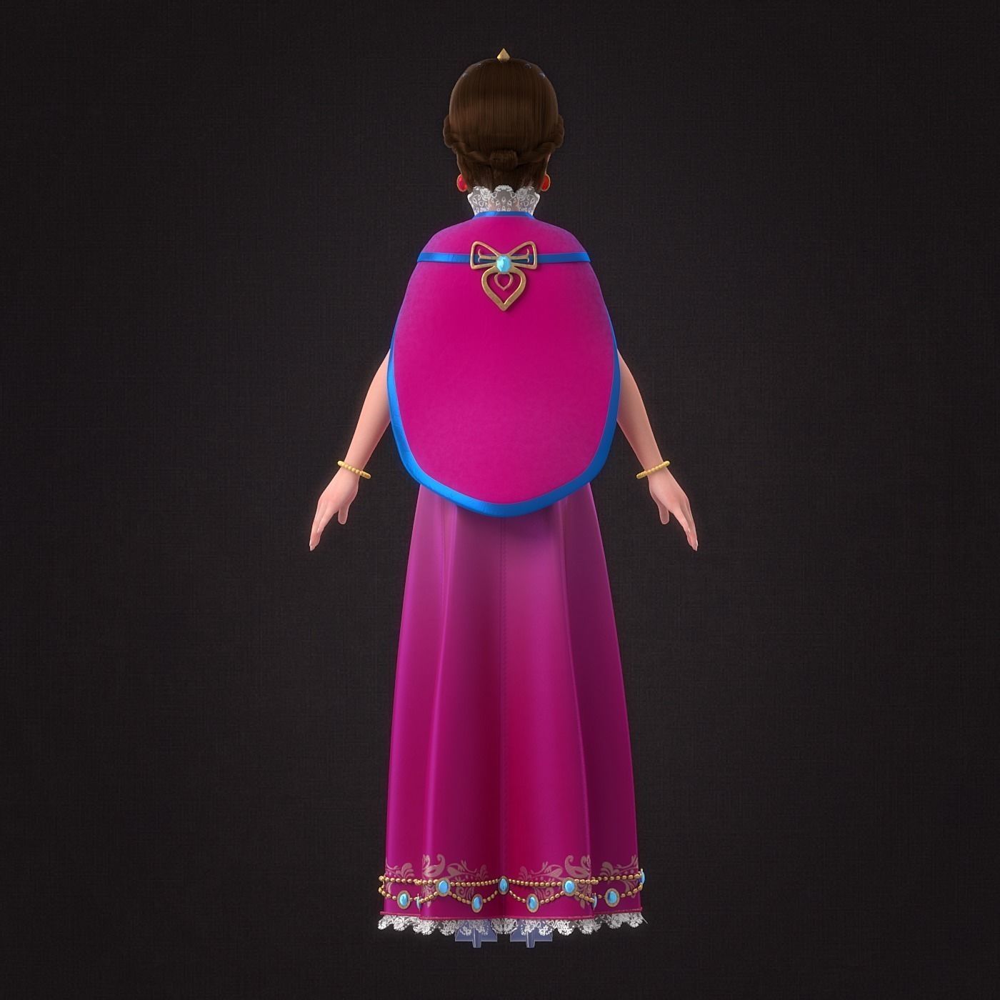 Cartoon Princess Rigged 3D model_3
