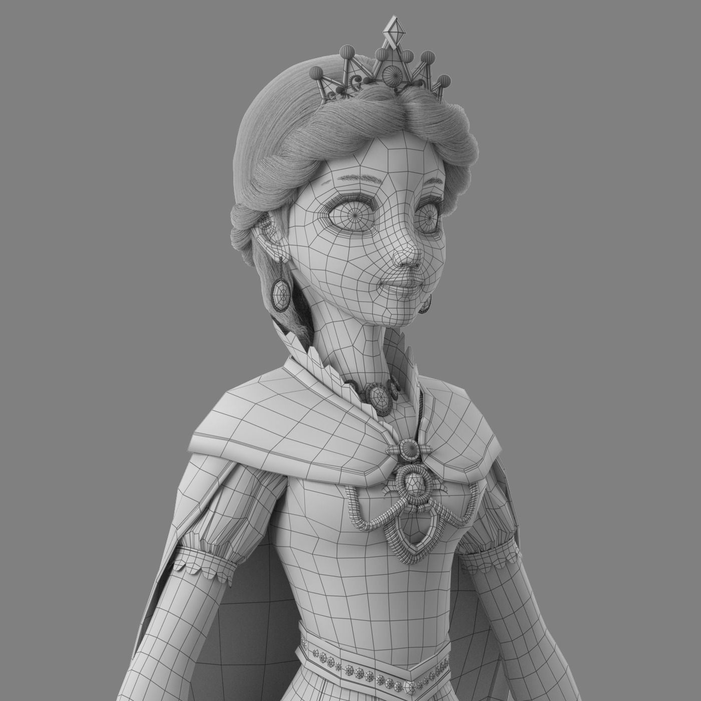 Cartoon Princess Rigged 3D model_6