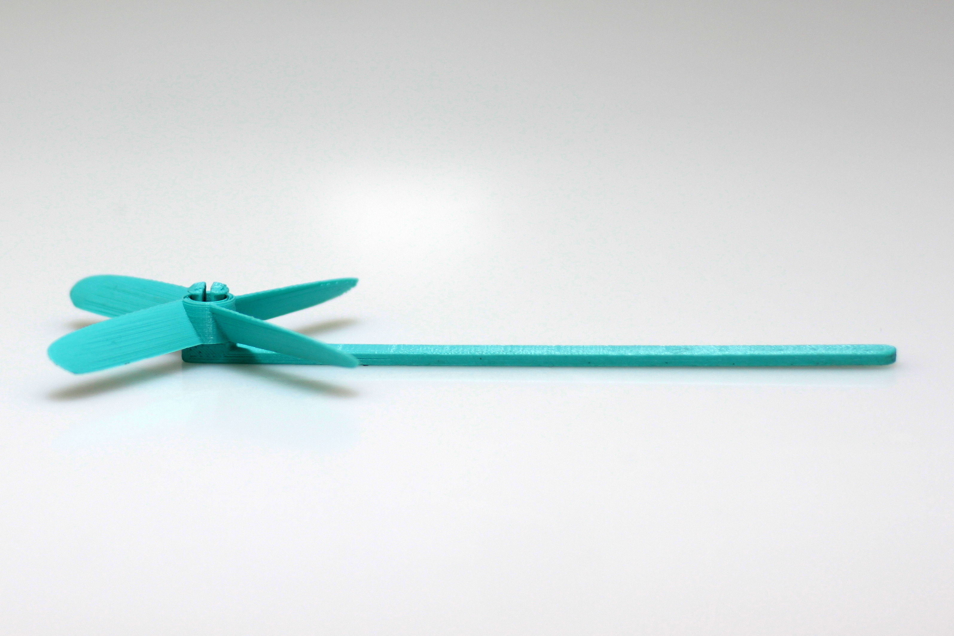 Windmill teal dragonfly on stick Free 3D print model_1