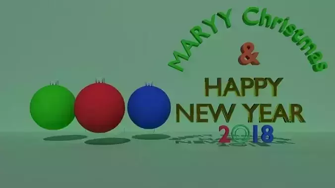 Marry christmas and happy new year 2018 Low-poly 3D model