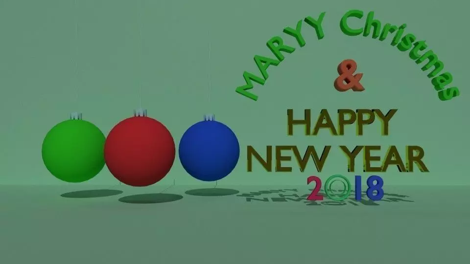 Marry christmas and happy new year 2018 Low-poly 3D model