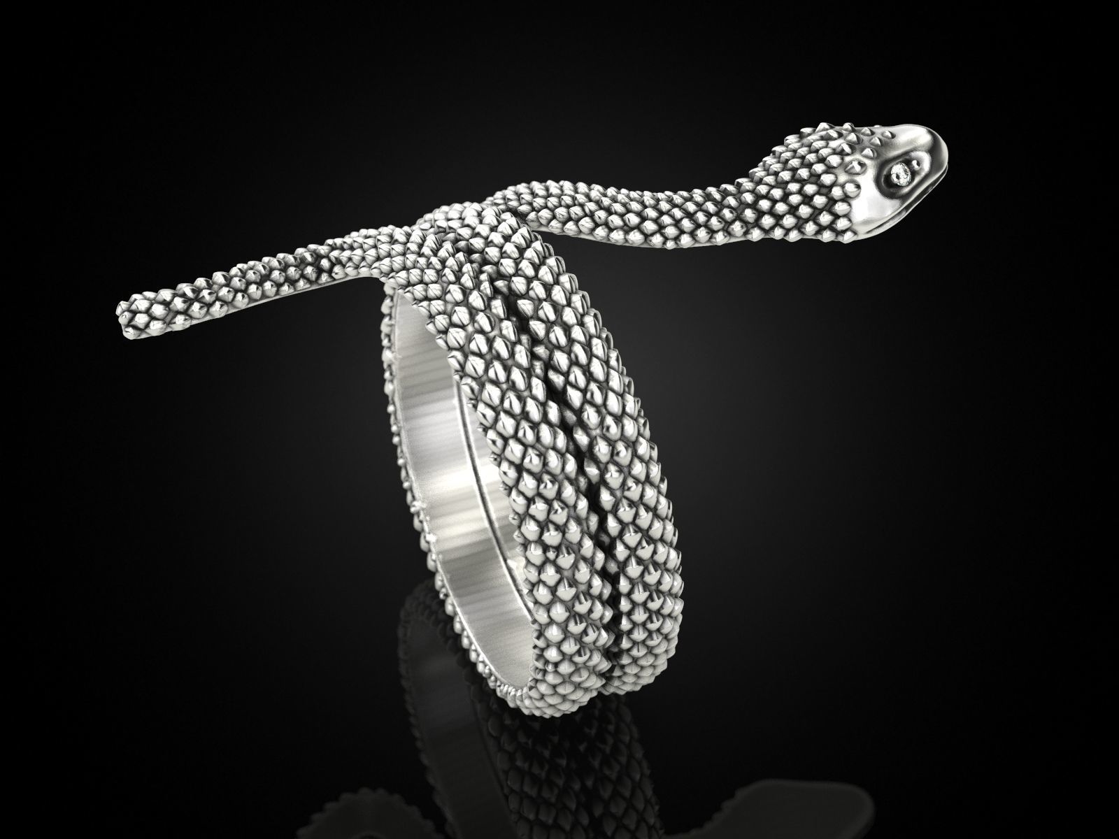 Snake ring 3D print model_5