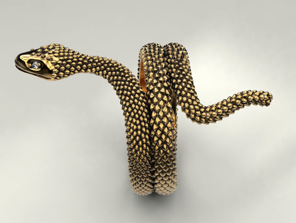 Snake ring 3D print model_17