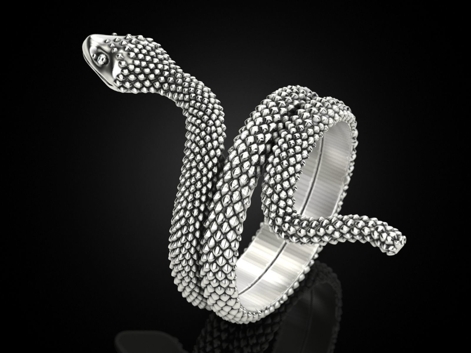Snake ring 3D print model_3