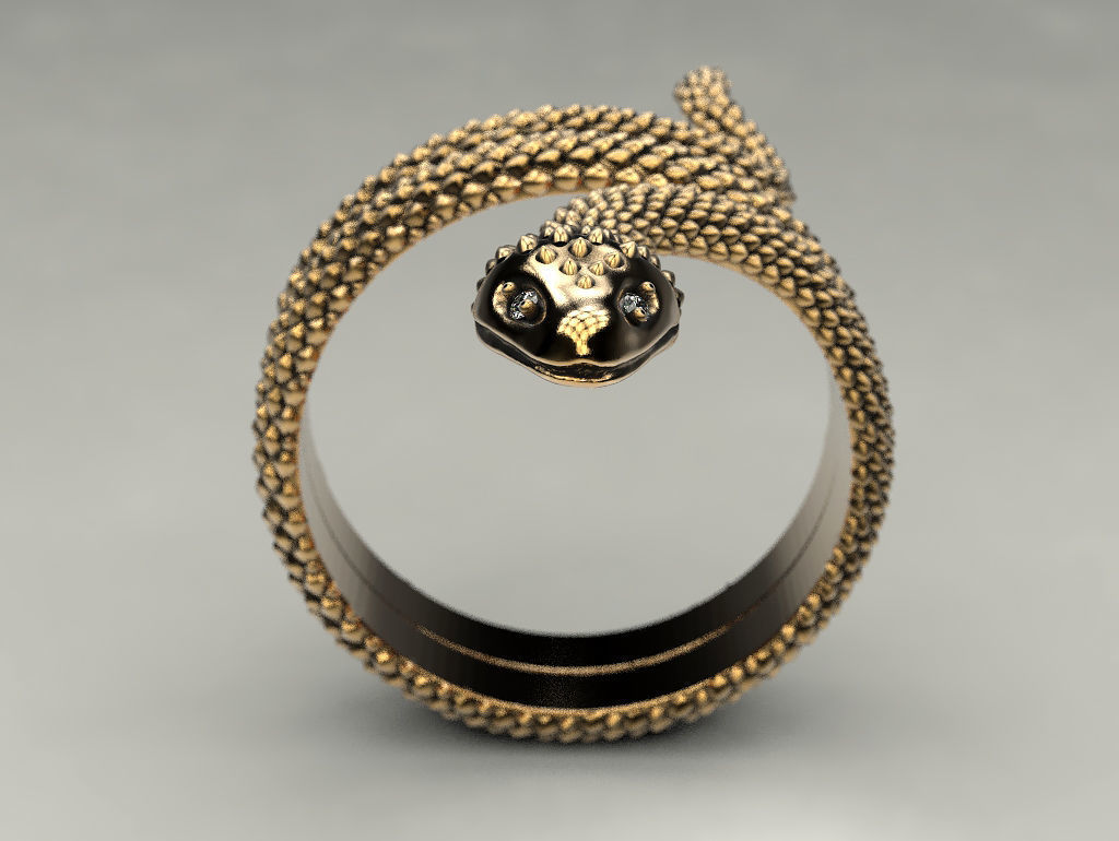 Snake ring 3D print model_15