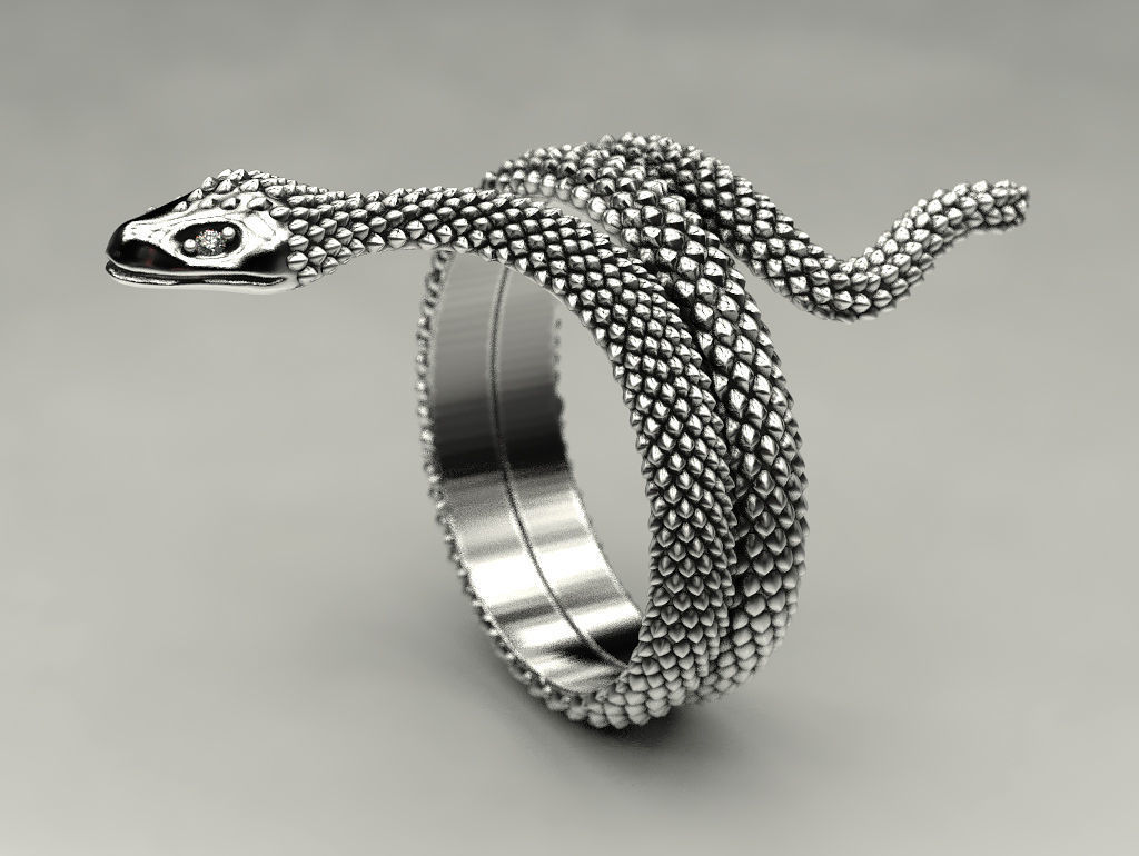 Snake ring 3D print model_12