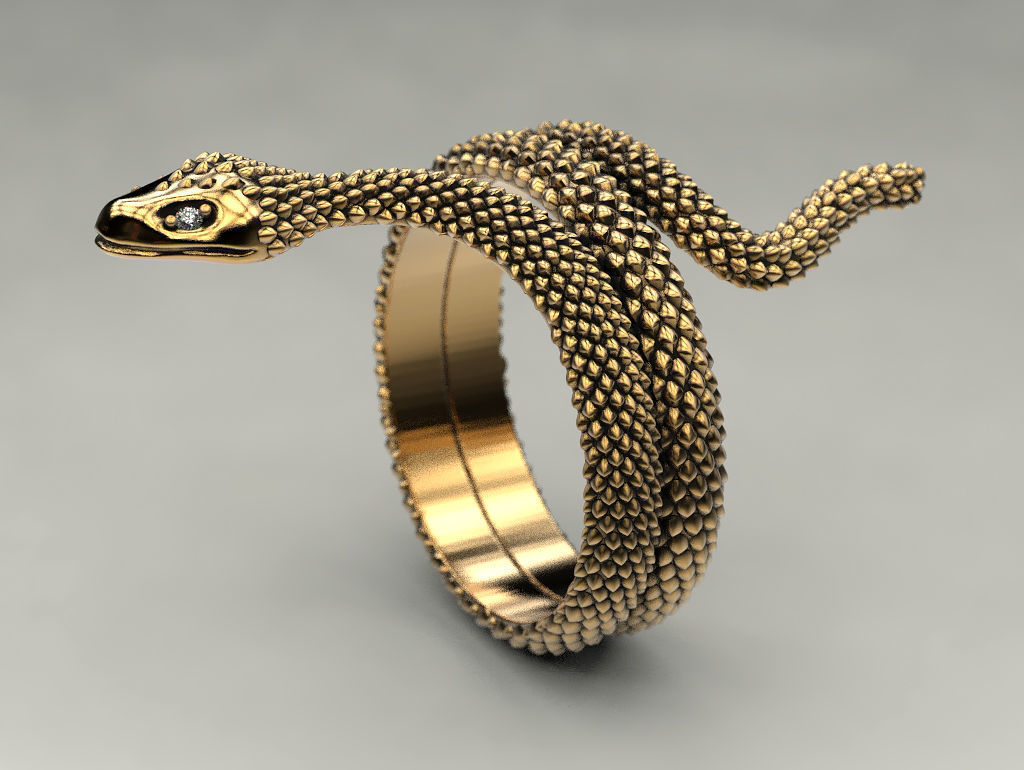 Snake ring 3D print model_11