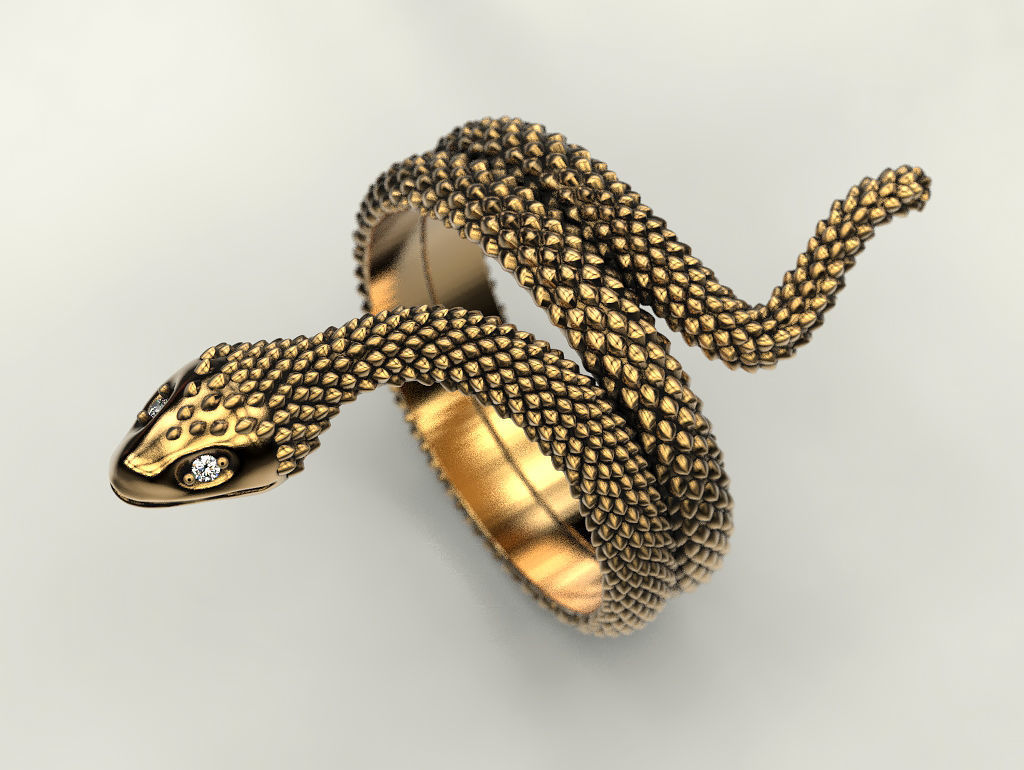 Snake ring 3D print model_9