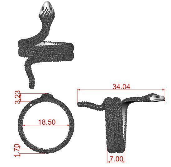 Snake ring 3D print model_8