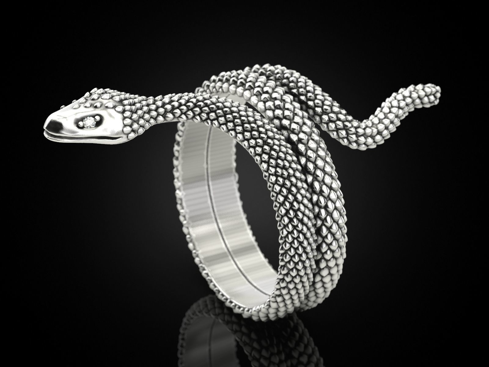 Snake ring 3D print model_1