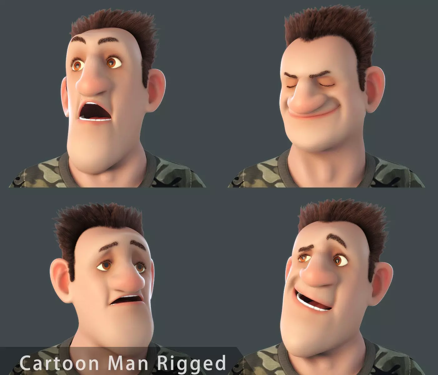 Cartoon Man Rigged 3D model_0