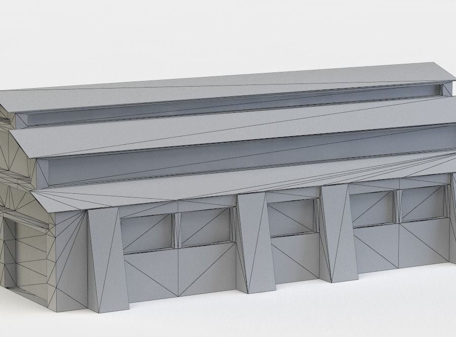 Building brick barn Low-poly 3D model_5