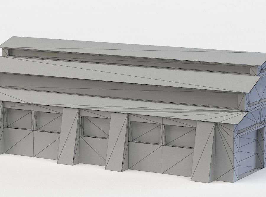 Building brick barn Low-poly 3D model_4