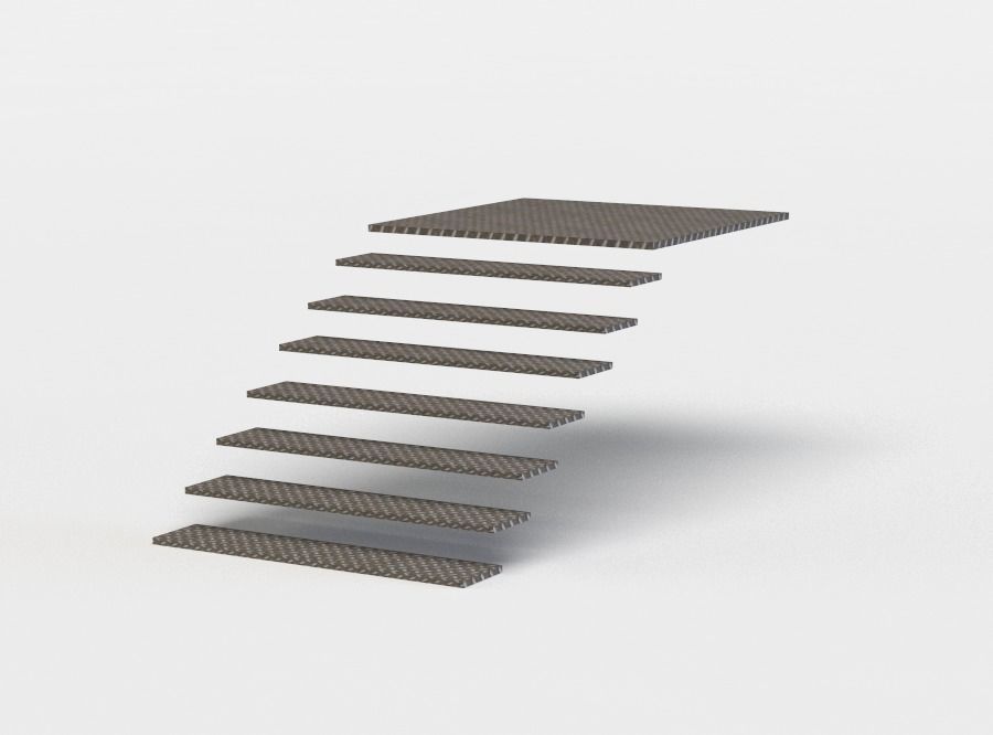 Staircase carbon fiber stair treads Low-poly 3D model_1