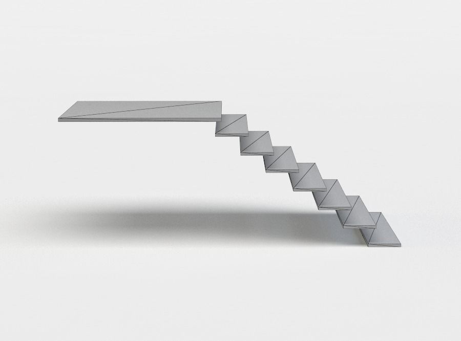 Staircase carbon fiber stair treads Low-poly 3D model_3