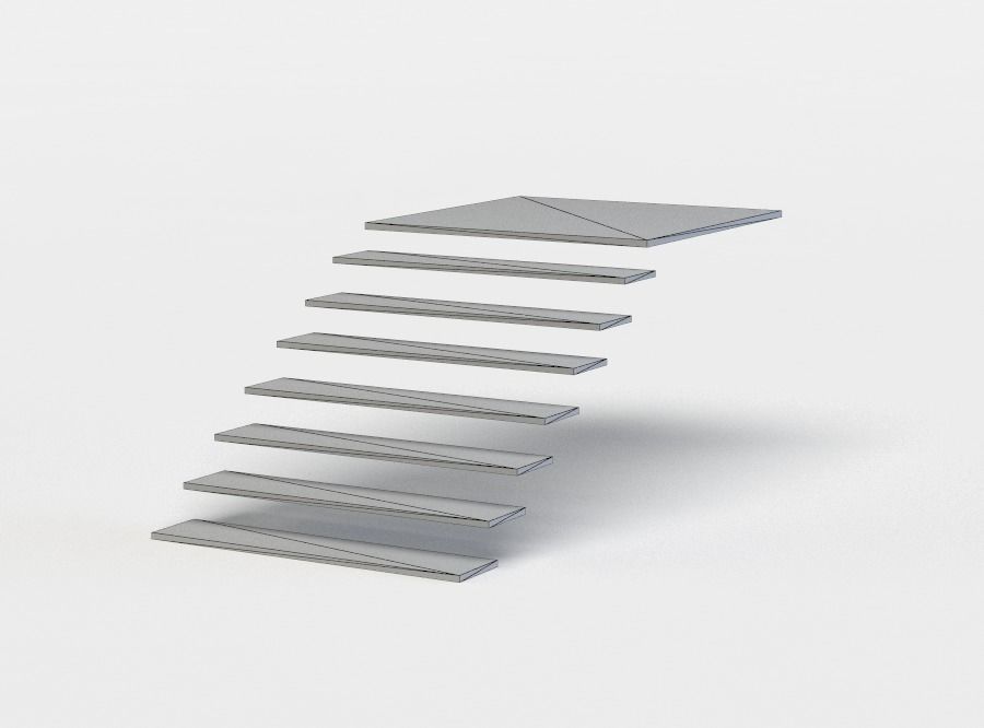 Staircase carbon fiber stair treads Low-poly 3D model_4