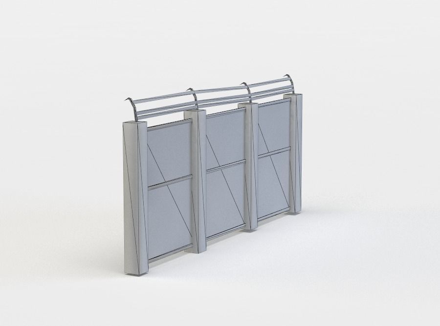 Wall fragment Low-poly 3D model_4