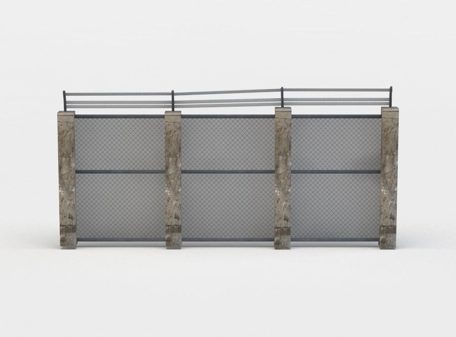 Wall fragment Low-poly 3D model_0