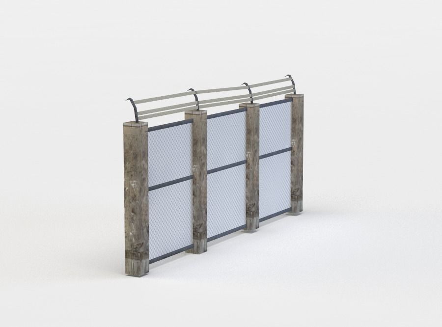 Wall fragment Low-poly 3D model_1