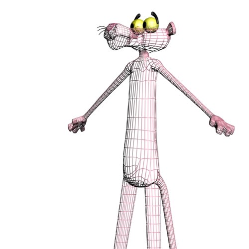Pink panther Low-poly 3D model_1