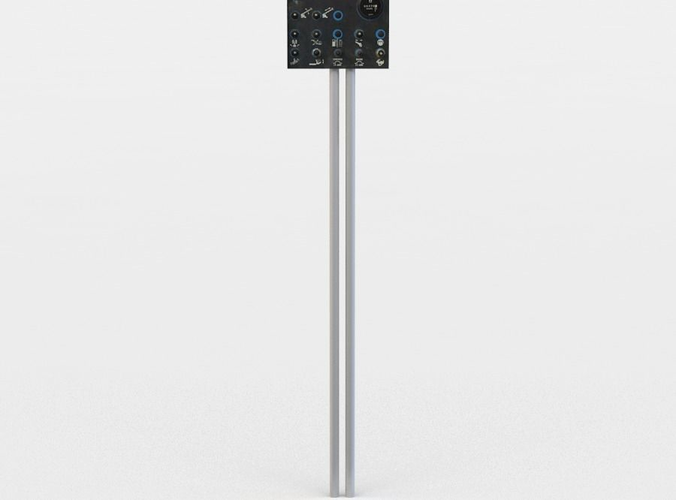 Panel metal pole with electronic device Low-poly 3D model