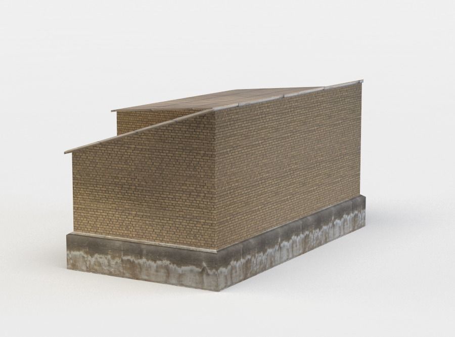 Building brick wall Low-poly 3D model_1