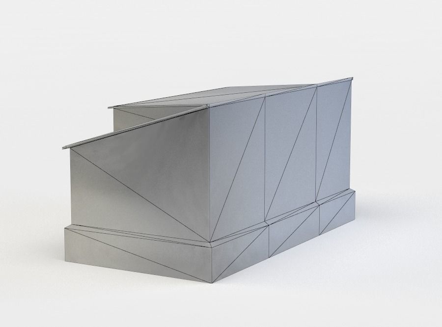 Building brick wall Low-poly 3D model_4