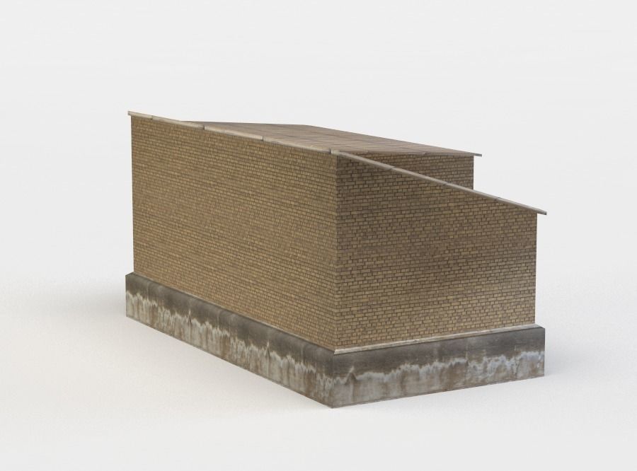 Building brick wall Low-poly 3D model_2