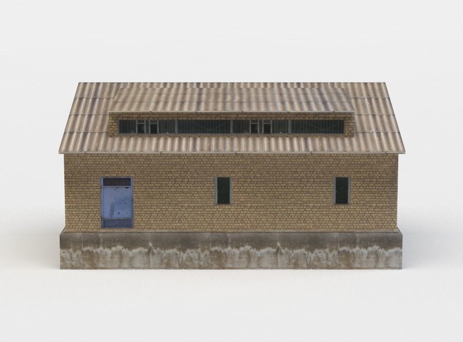 Building brick wall Low-poly 3D model_0