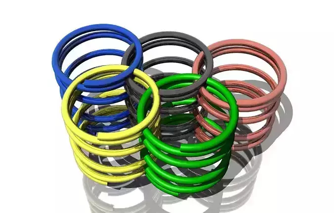 Spring different colored springs Free 3D model